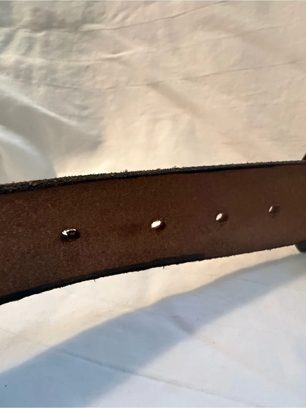 Leather Tooled Brown Men's Belt with Antiqued Brass Buckle